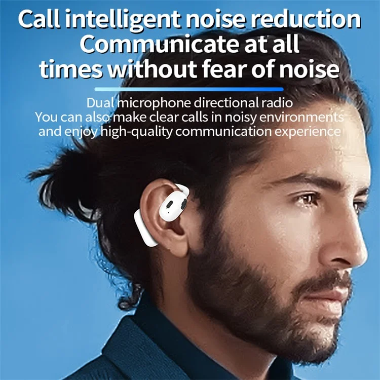 V21 Single Ear Rotating Hook Earphone OWS Bluetooth-compatible 5.4 Stereo Headphone - White
