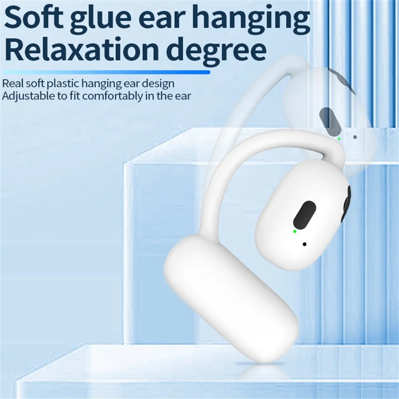 V21 Single Ear Rotating Hook Earphone OWS Bluetooth 5.4 Stereo Headphone - White