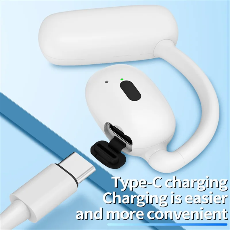 V21 Single Ear Rotating Hook Earphone OWS Bluetooth-compatible 5.4 Stereo Headphone - Black