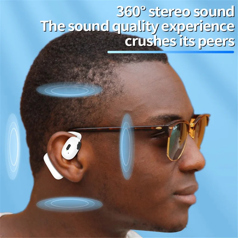 V21 Single Ear Rotating Hook Earphone OWS Bluetooth-compatible 5.4 Stereo Headphone - Black