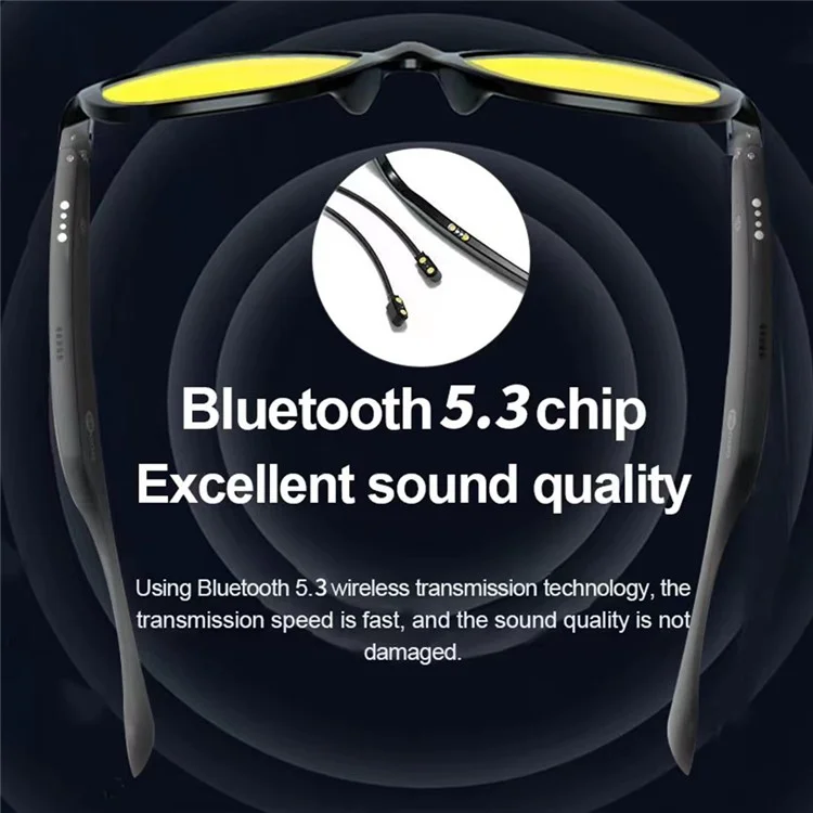 LENOVO LECOO C8-Lite Wireless Headphone Bluetooth-compatible Smart Sunglasses Headset Glasses - Yellow