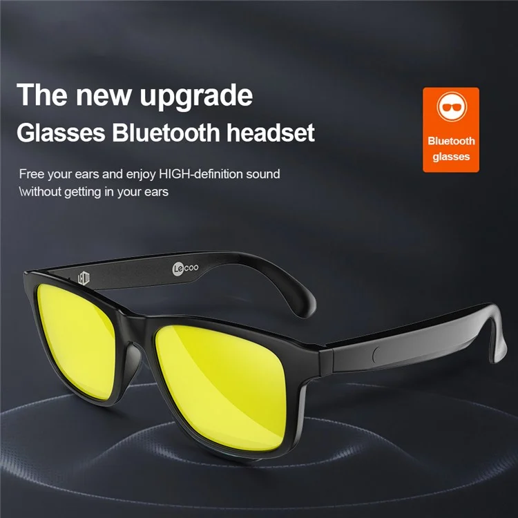 LENOVO LECOO C8-Lite Wireless Headphone Bluetooth-compatible Smart Sunglasses Headset Glasses - Yellow