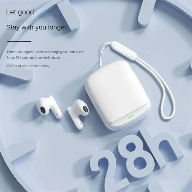 LY19 TWS Earphone Deep Bass Bluetooth-compatible 5.3 Earbuds Sports Noise Reduction Earphone with Charging Case - White