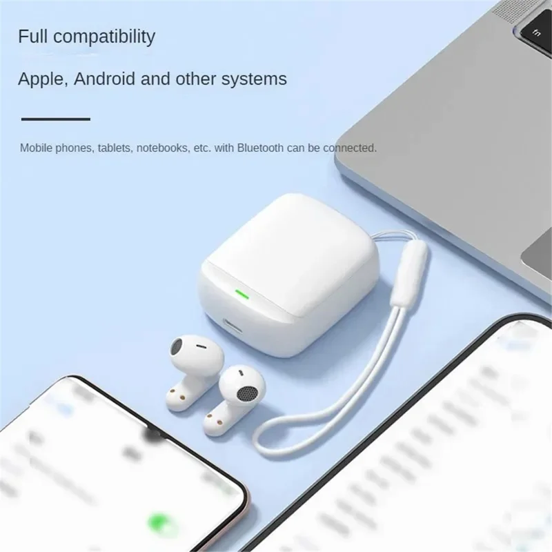 LY19 TWS Earphone Deep Bass Bluetooth-compatible 5.3 Earbuds Sports Noise Reduction Earphone with Charging Case - White