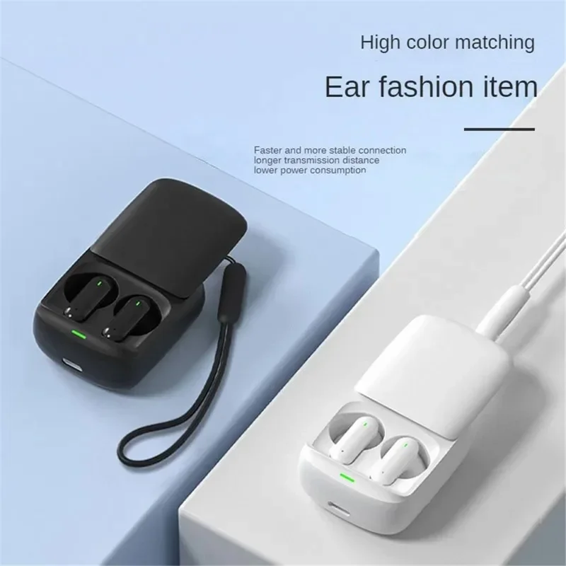 LY19 TWS Earphone Deep Bass Bluetooth-compatible 5.3 Earbuds Sports Noise Reduction Earphone with Charging Case - White