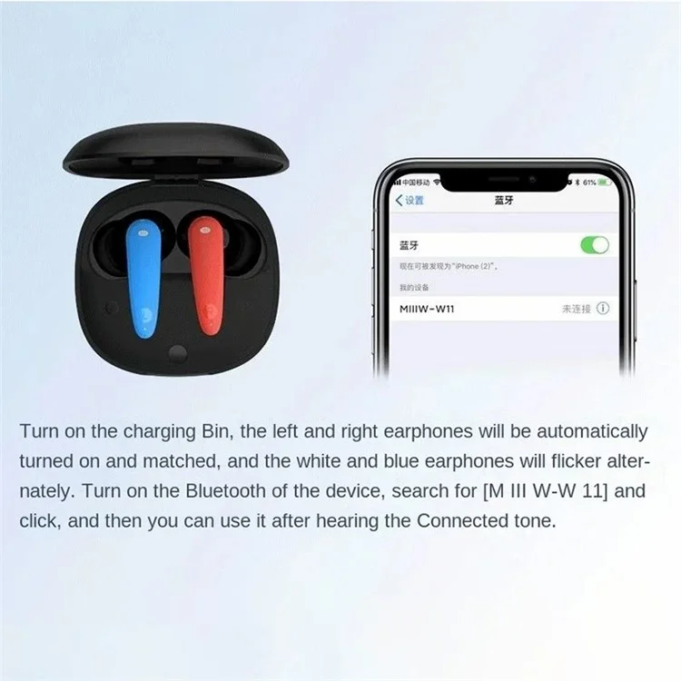 Xiaomi Youpin Miiiw MW23W11 TWS Earphone Bluetooth 5.3 Sportgeräuschreduzierung Kopfhörer - Rot+blau