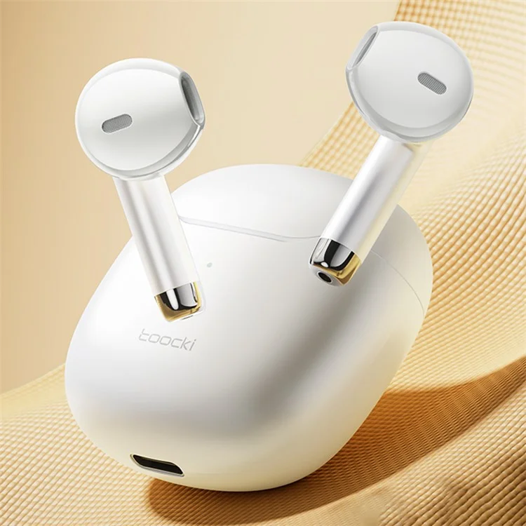 TOOCKI V08 Wireless Earphones TWS Bluetooth 5.3 Earbuds with Charging Case - White