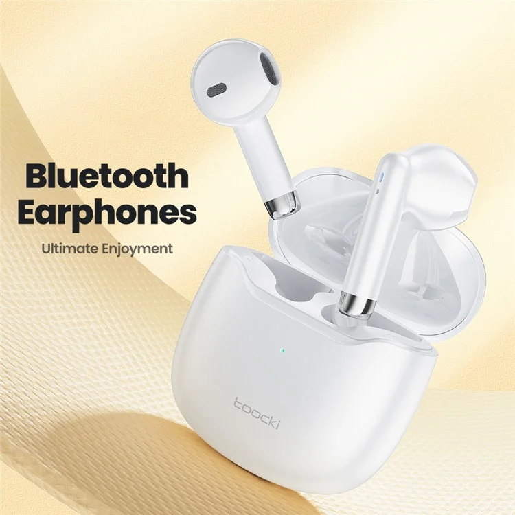 TOOCKI V08 Wireless Earphones TWS Bluetooth-compatible 5.3 Earbuds with Charging Case - White