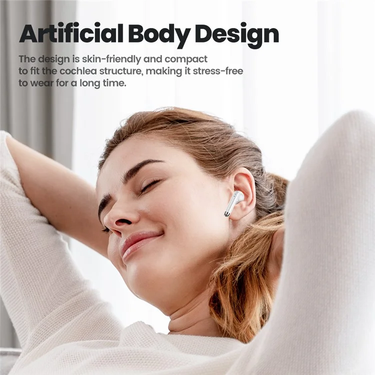 TOOCKI V08 Wireless Earphones TWS Bluetooth-compatible 5.3 Earbuds with Charging Case - White