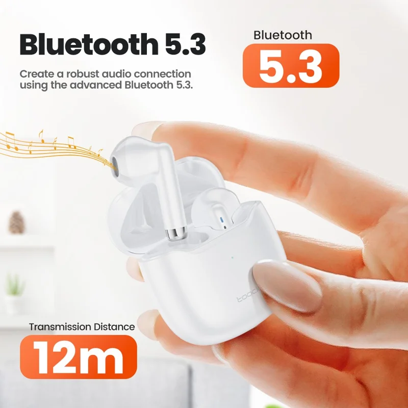 TOOCKI V08 Wireless Earphones TWS Bluetooth-compatible 5.3 Earbuds with Charging Case - Black