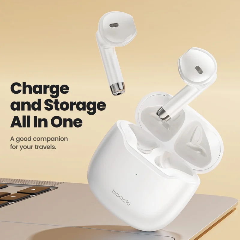 TOOCKI V08 Wireless Earphones TWS Bluetooth-compatible 5.3 Earbuds with Charging Case - Black