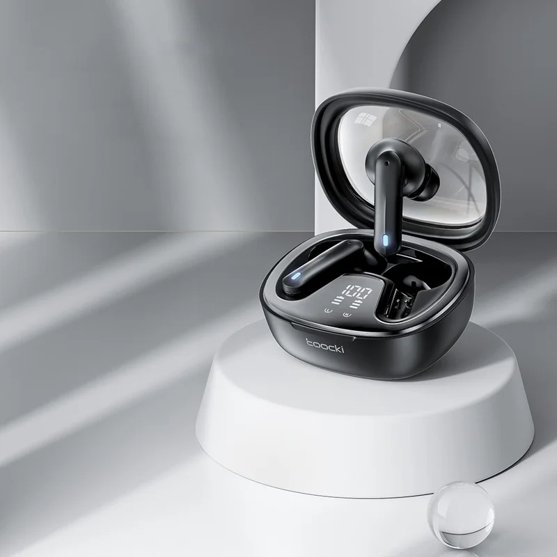 TOOCKI HE-068A TWS Bluetooth-compatible Earphone Waterproof Wireless Headset with Digital Display Function - Black