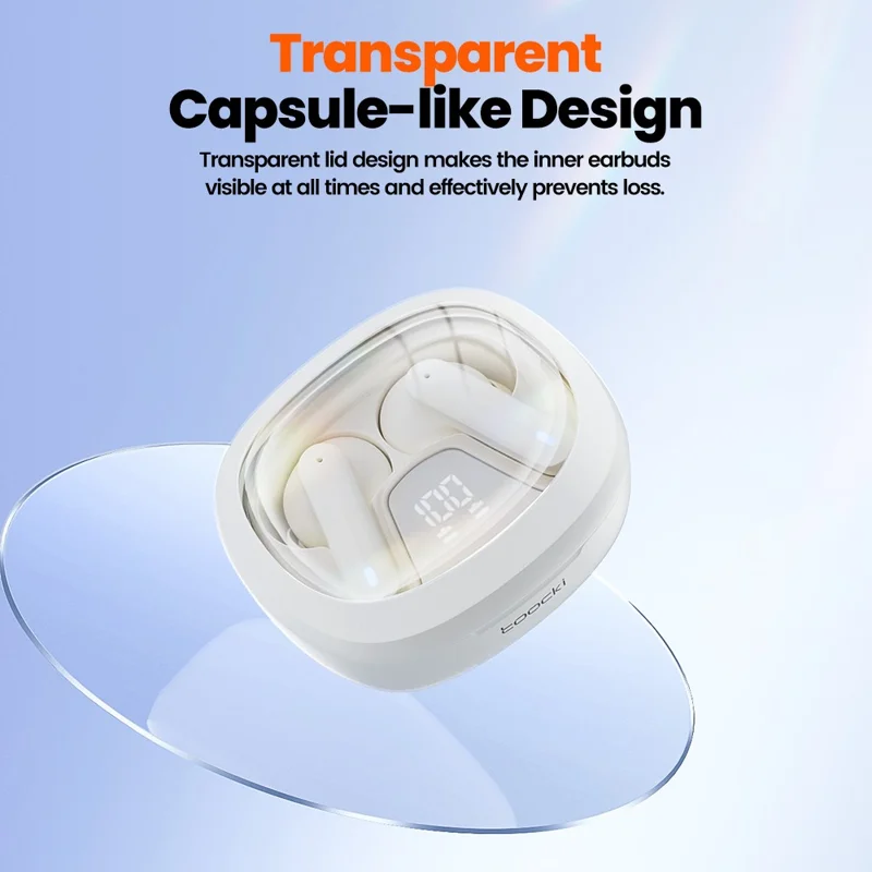 TOOCKI HE-068A TWS Bluetooth-compatible Earphone Waterproof Wireless Headset with Digital Display Function - Black