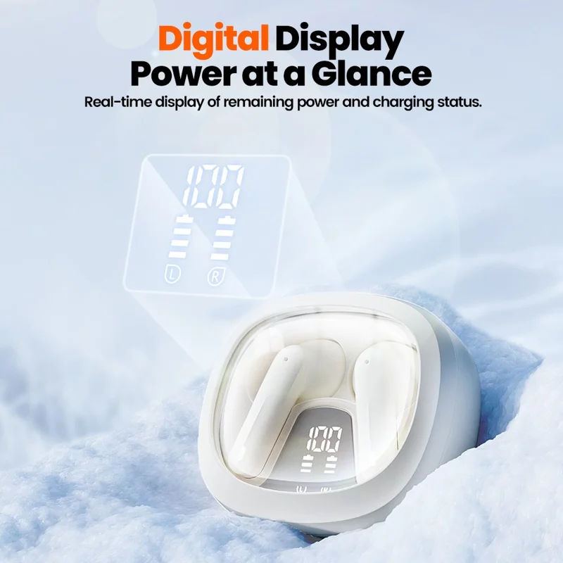 TOOCKI HE-068A TWS Bluetooth-compatible Earphone Waterproof Wireless Headset with Digital Display Function - Black