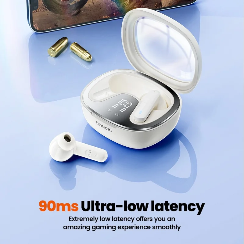 TOOCKI HE-068A TWS Bluetooth-compatible Earphone Waterproof Wireless Headset with Digital Display Function - Black