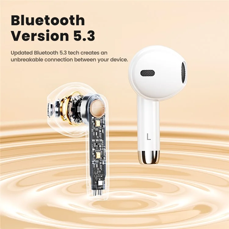 TOOCKI V05 Wireless Earphones TWS Bluetooth-compatible 5.3 Headset Digital Display Earbuds - White