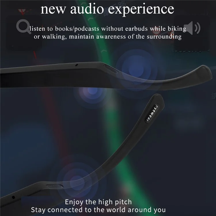 TWS Wireless Bluetooth Headphone Smart Glasses Headset Sunglasses - KY02B Gold