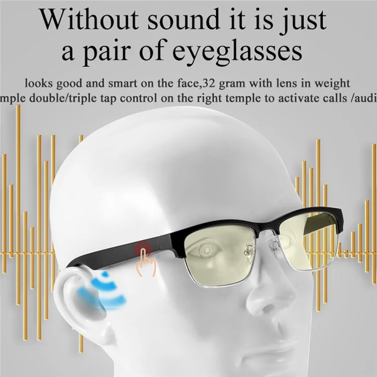 Auriculares inalámbricos Bluetooth TWS Gafas inteligentes Auriculares Gafas de sol - KY02B Oro 