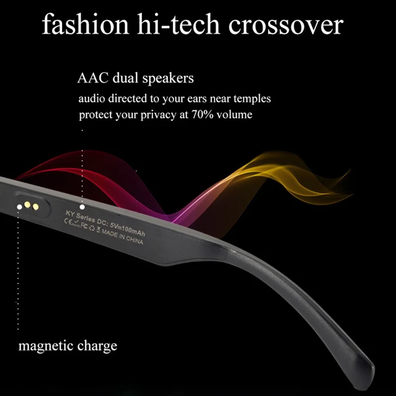 TWS Wireless Bluetooth-compatible Headphone Smart Glasses Headset Sunglasses - KY02S Silver