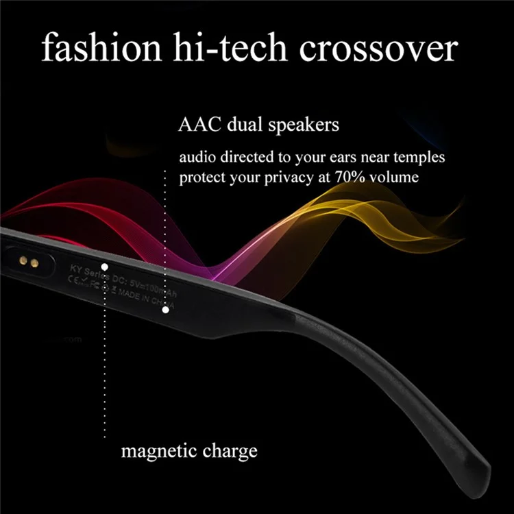 Gafas inteligentes KY03 con lentes polarizadas, Bluetooth, altavoces integrados y micrófono - Naranja