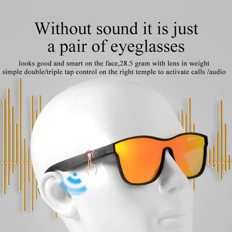 KY03 Smart Glasses Polarized Lenses Bluetooth-compatible Eyewear Call with Built-in Mic Speakers - Black