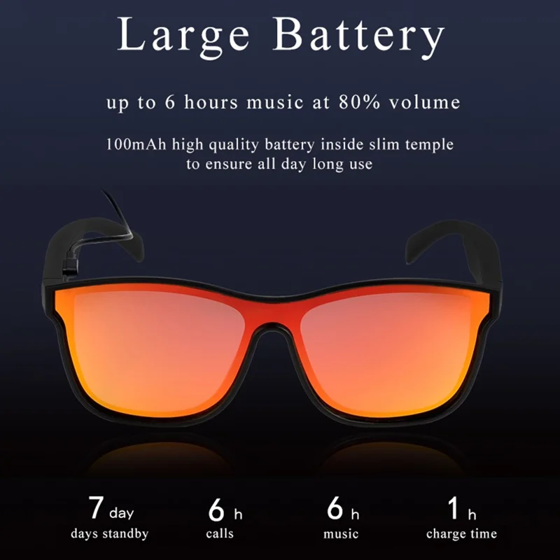 KY03 Smart Glasses Polarized Lenses Bluetooth-compatible Eyewear Call with Built-in Mic Speakers - Black