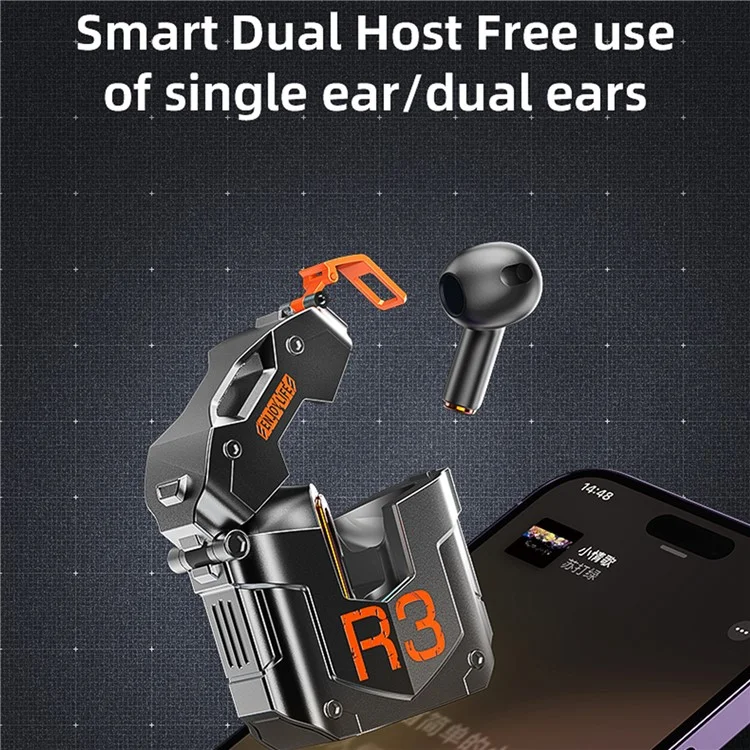 ROCK Steampunk R3 TWS Earphones Mecha Metal Bluetooth-compatible Headset - Black