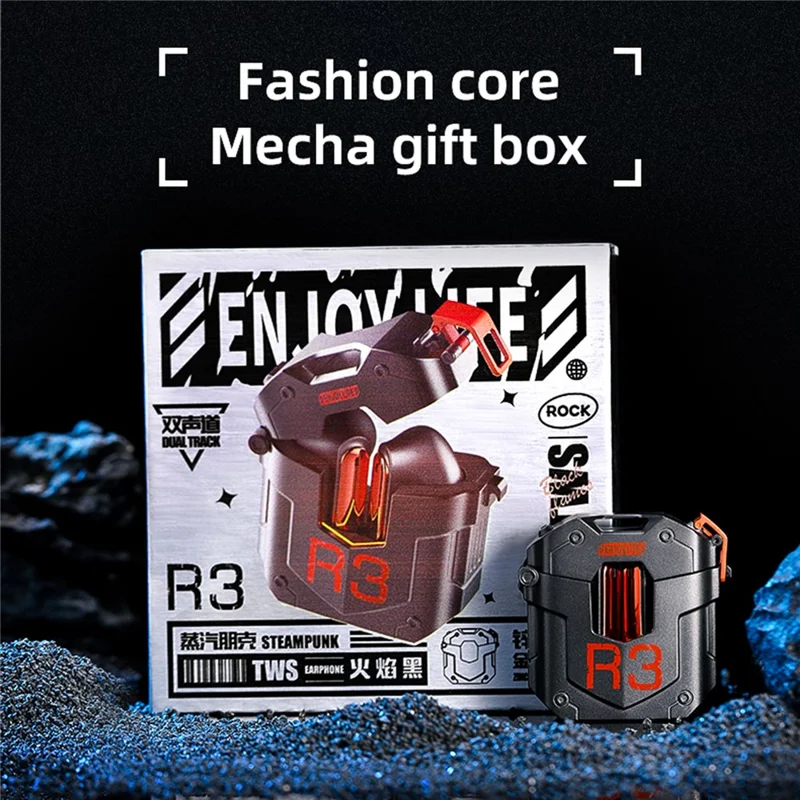 ROCK Steampunk R3 TWS Earphones Mecha Metal Bluetooth-compatible Headset - Blue