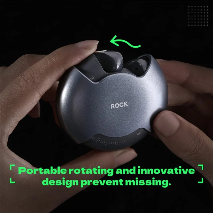ROCK RAU0769 Portable Rotating TWS Earphones Wireless Bluetooth-compatible Headset - Black