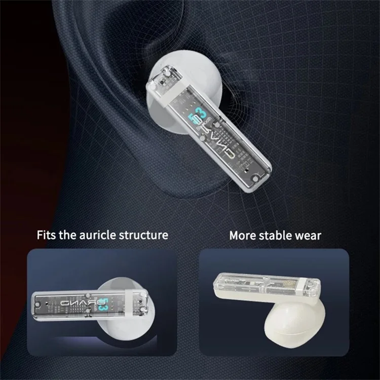 S10 Semi-in-ear Bluetooth-compatible Earphones with LED Full Color Touch Screen Charging Case, English Version - Beige