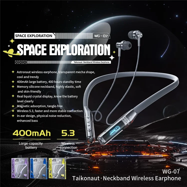 WEKOME WG-07 Neck-Mounted Bluetooth-compatible Headphones Lightweight Headset - Beige