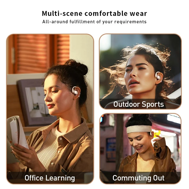 XUNDD W003 1 Paar Open-Oor Draadloze Headset Waterdichte Bluetooth-compatibele Oordopjes - Wit