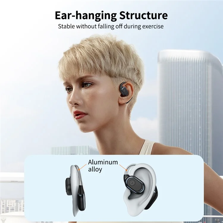 XUNDD W004 1 Pair OWS Headset Bluetooth-compatible Earphone Open-Ear Wireless Headphone (Button Control) - Black