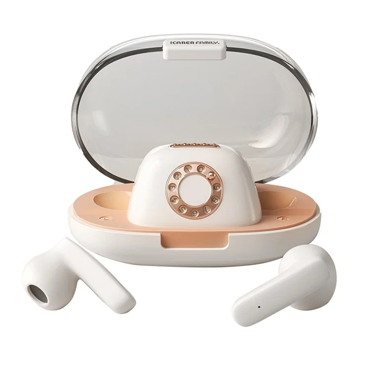 ICARER FAMILY Retro Phone Shape Wireless Earphone Bluetooth-compatible 5.3 Headphones - Beige