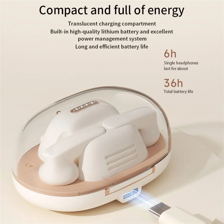 ICARER FAMILY Retro Phone Shape Wireless Earphone Bluetooth-compatible 5.3 Headphones - Beige