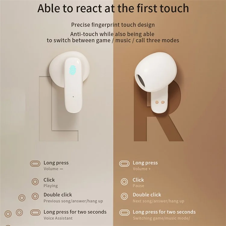 ICARER FAMILY Retro Phone Shape Wireless Earphone Bluetooth-compatible 5.3 Headphones - Beige