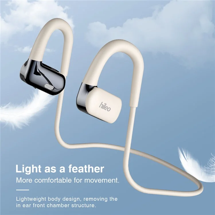 HILEO Hi77 Air Conduction Open Ear Bluetooth Headphones Sports Wireless Earphones - Branco