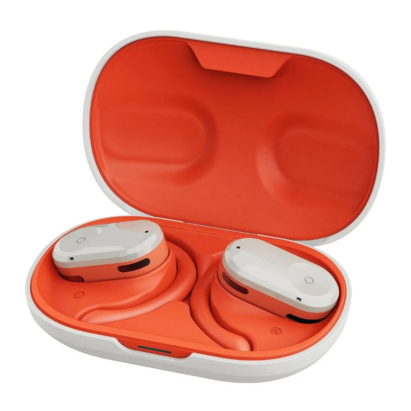 Q2 OWS Bluetooth 5.3 Earphone Bone Conduction Ear Hanging Stereo Music Headset - White+Orange