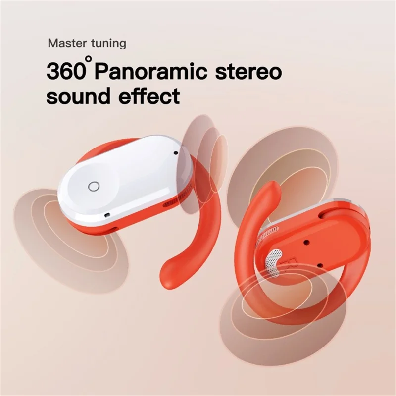 Q2 OWS Bluetooth 5.3 Earphone Bone Conduction Ear Hanging Stereo Music Headset - White+Orange