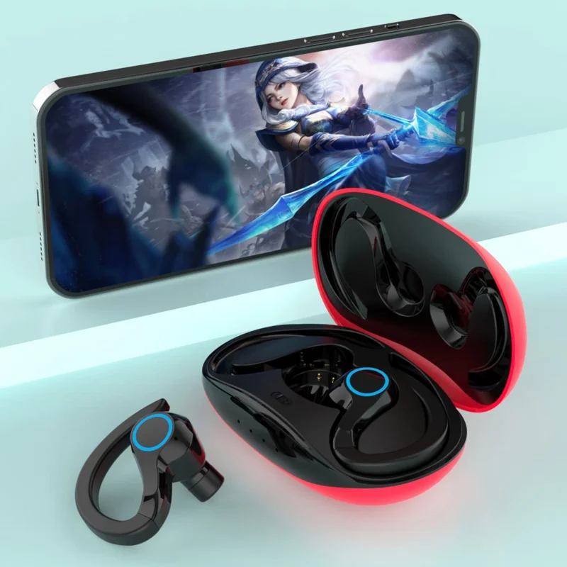 T23 Bluetooth 5.1 Ohrpassformkopfhörer Rauschunterdrückung Kabellose Sportkopfhörer - Blau 