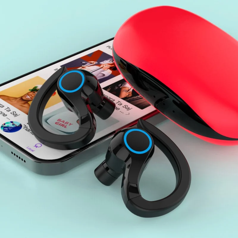 T23 Bluetooth 5.1 Ohrpassformkopfhörer Rauschunterdrückung Kabellose Sportkopfhörer - Blau 