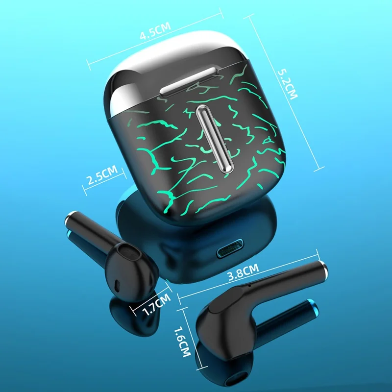 T19 TWS Bluetooth-compatible Earphones with RGB Breathing Light Wireless Gaming Headphones - Silver