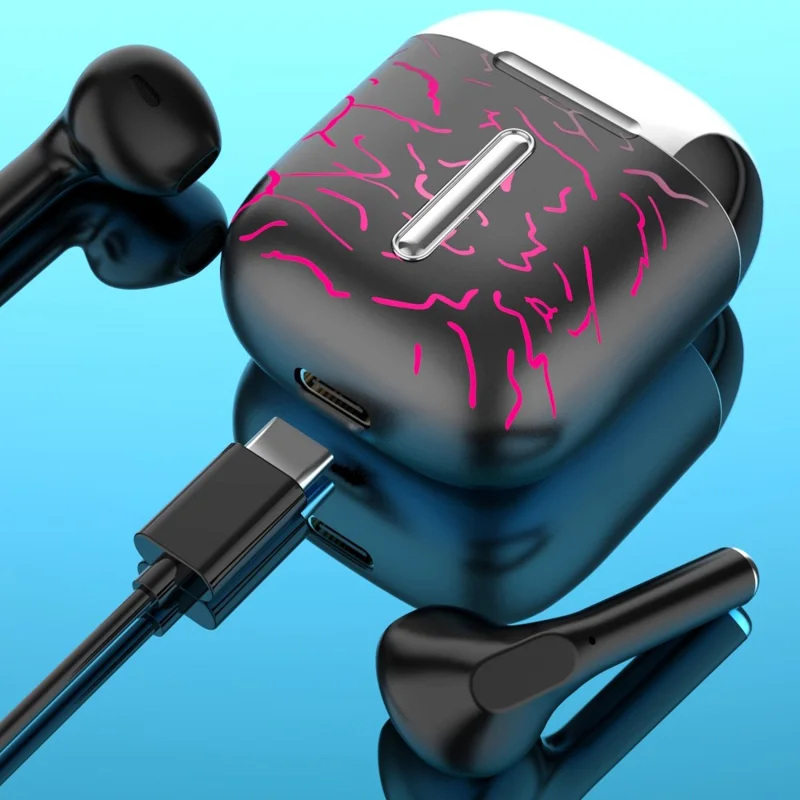 T19 TWS Bluetooth-compatible Earphones with RGB Breathing Light Wireless Gaming Headphones - Silver