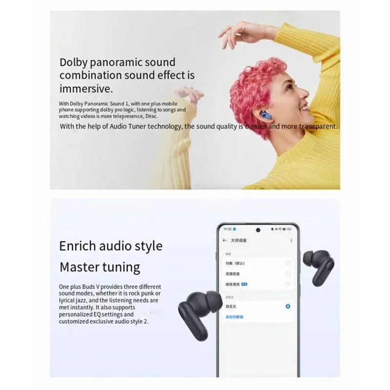 ONEPLUS Buds V True Wireless Bluetooth-compatible Headset Dual Microphone Noise Canceling Earphones - White