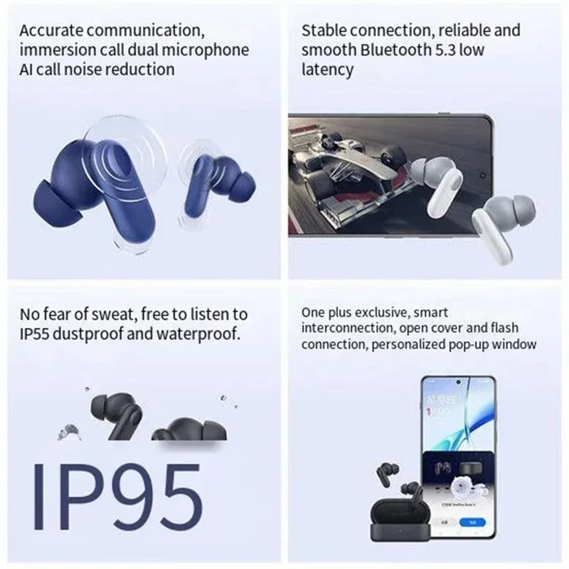 ONEPLUS Buds V True Wireless Bluetooth-compatible Headset Dual Microphone Noise Canceling Earphones - White