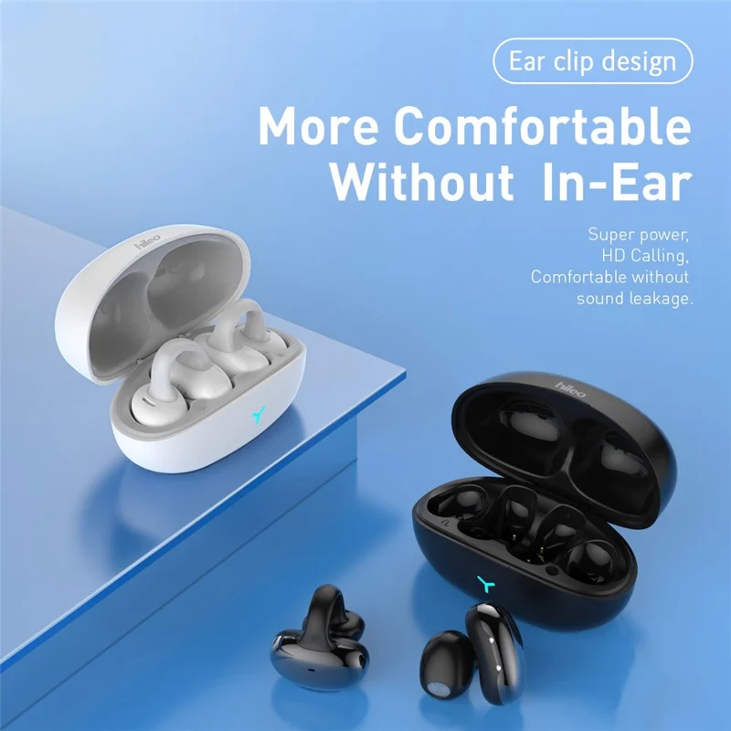 HILEO Hi82 Bluetooth-compatible Headsets Ear Clip-On Earphones Wireless Headphones - White