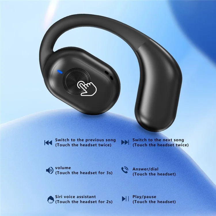 T29 OWS Bluetooth 5.3 Auricolare Ear Hanging Sports Stereo Music Headset - Nero