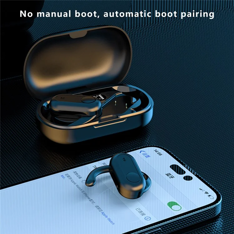 T20 OWS Bluetooth-compatible Earphones Noise Reduction Rotary Ear Hook Wireless Earbuds - Black