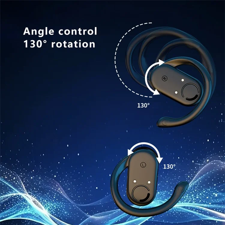T20 OWS Bluetooth-compatible Earphones Noise Reduction Rotary Ear Hook Wireless Earbuds - Black