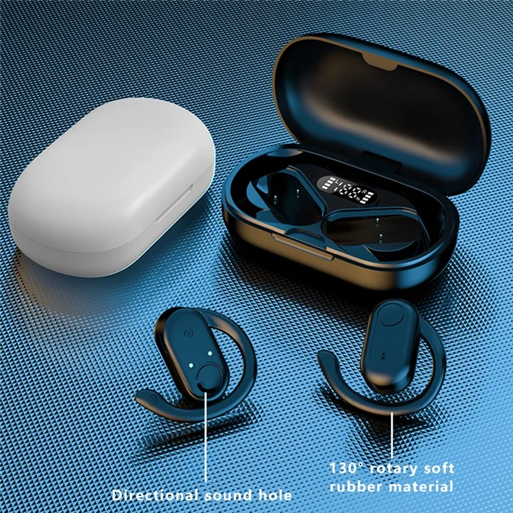 T20 OWS Bluetooth-compatible Earphones Noise Reduction Rotary Ear Hook Wireless Earbuds - Black
